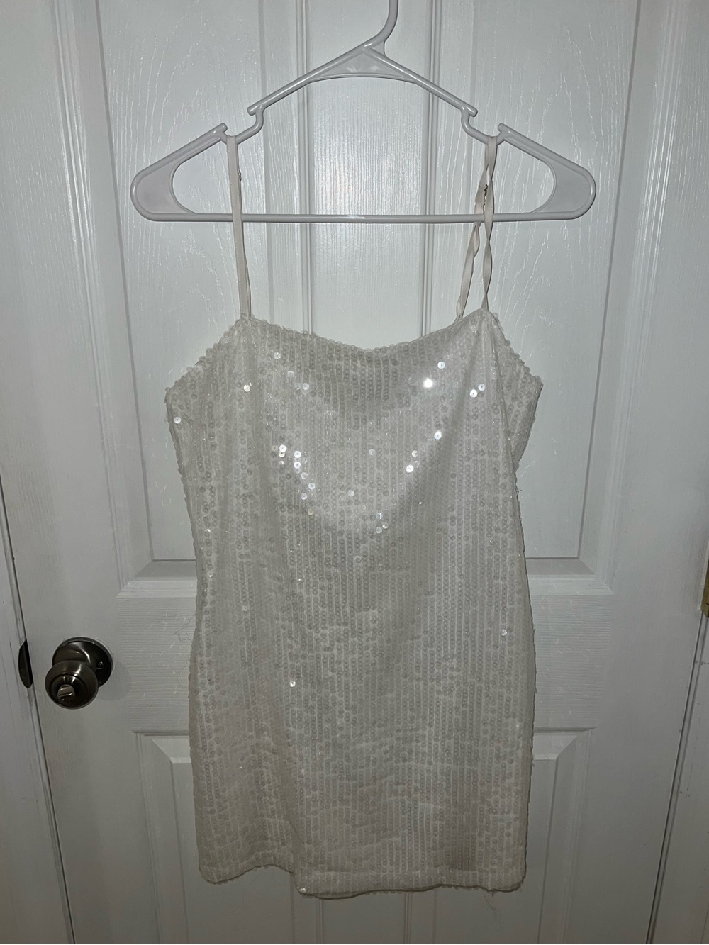 12th Tribe Sequin Slip Dress in White